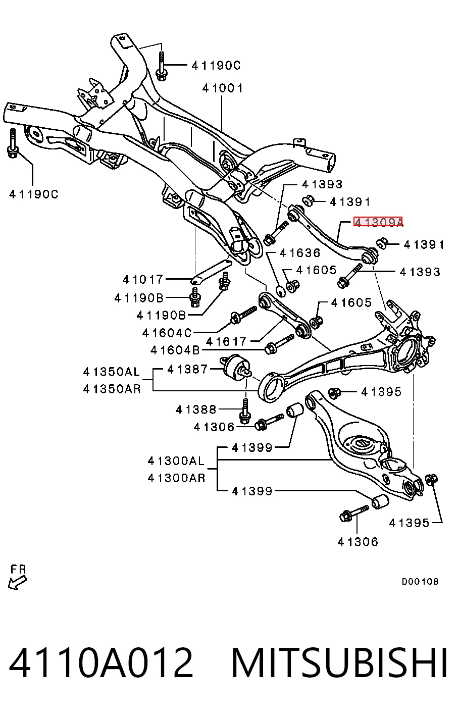 4110A012 Mitsubishi Wahacz zawieszenia tylnego górny lewy/prawy