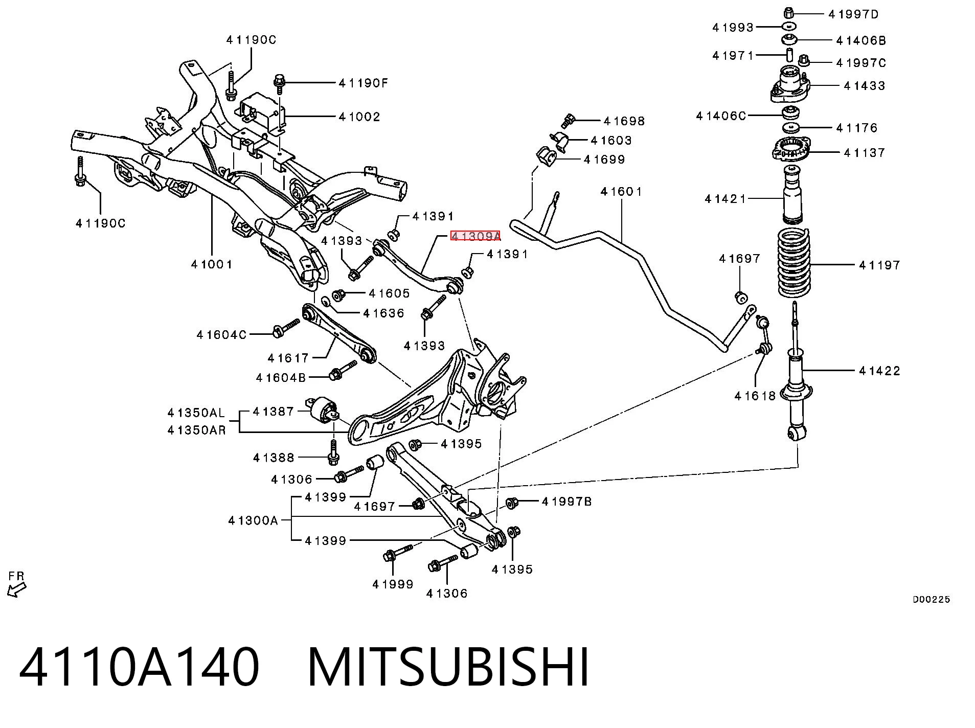 4110A140 Mitsubishi Wahacz zawieszenia tylnego górny lewy/prawy
