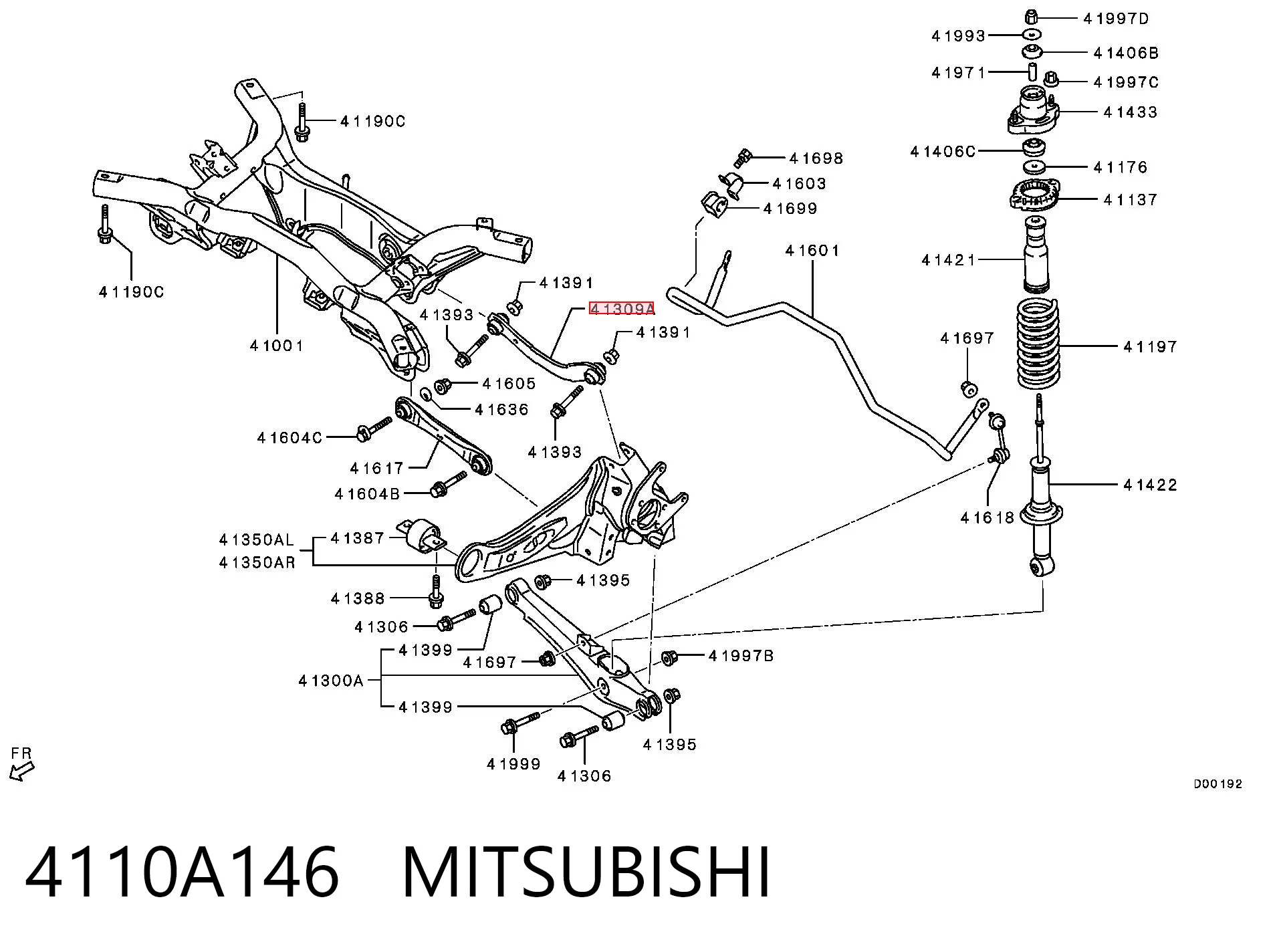 4110A146 Mitsubishi Wahacz zawieszenia tylnego poprzeczny