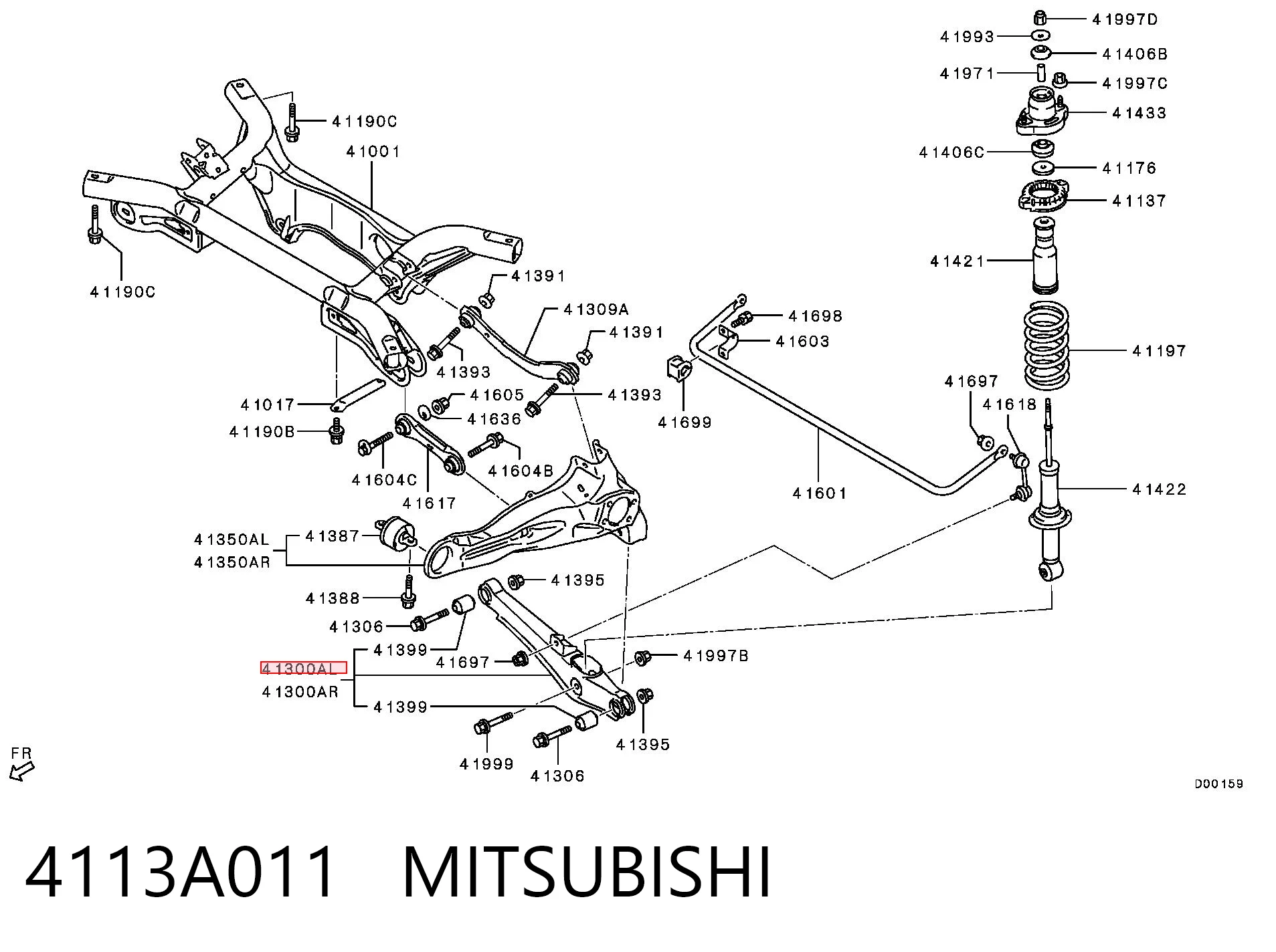 4113A011 Mitsubishi Wahacz zawieszenia tylnego dolny lewy/prawy