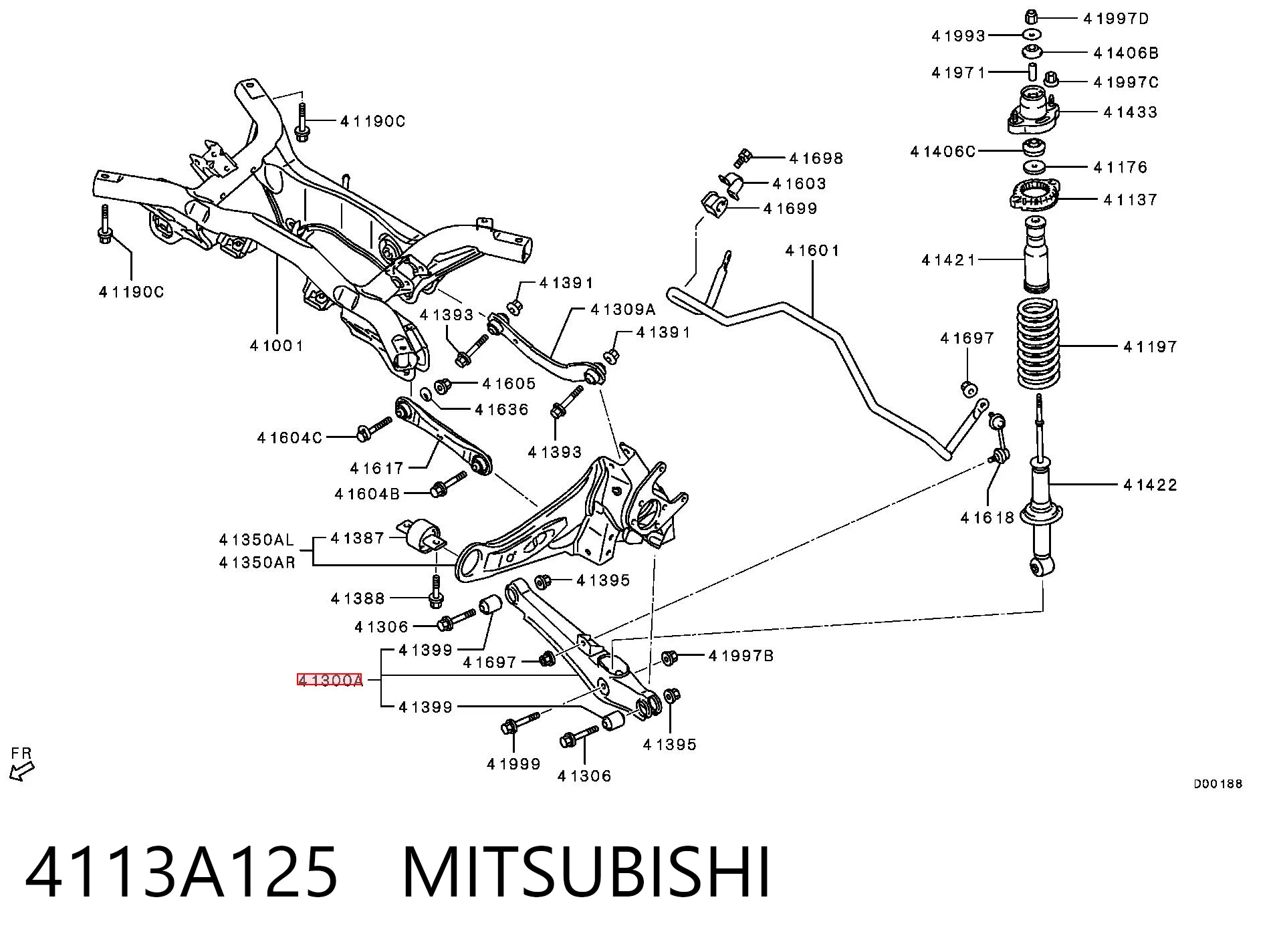 4113A125 Mitsubishi Wahacz zawieszenia tylnego poprzeczny