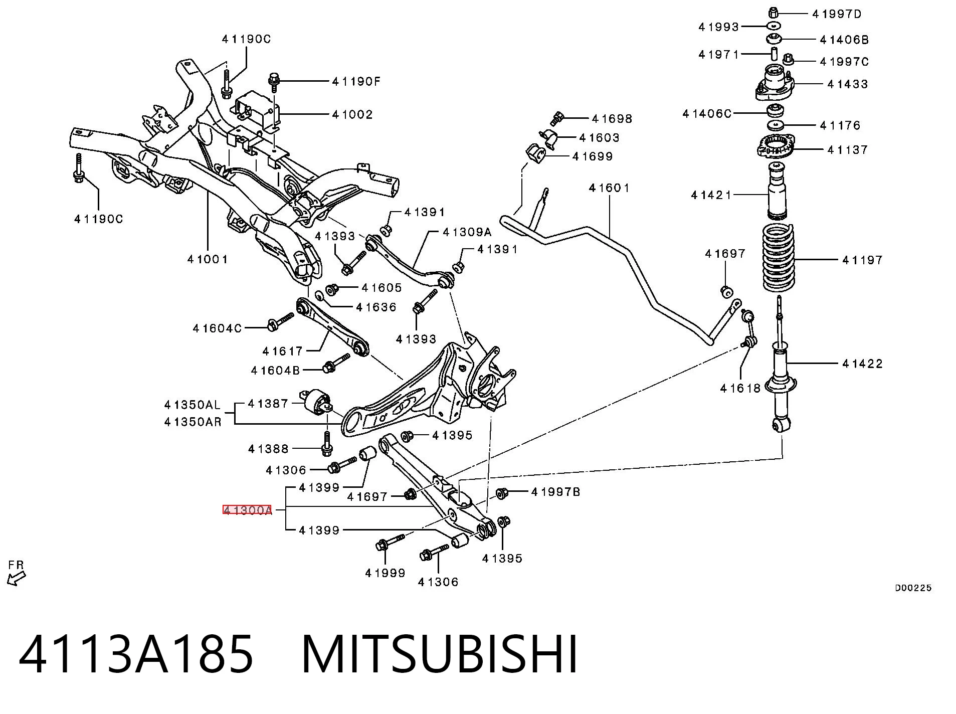 4113A185 Mitsubishi Wahacz zawieszenia tylnego dolny lewy/prawy