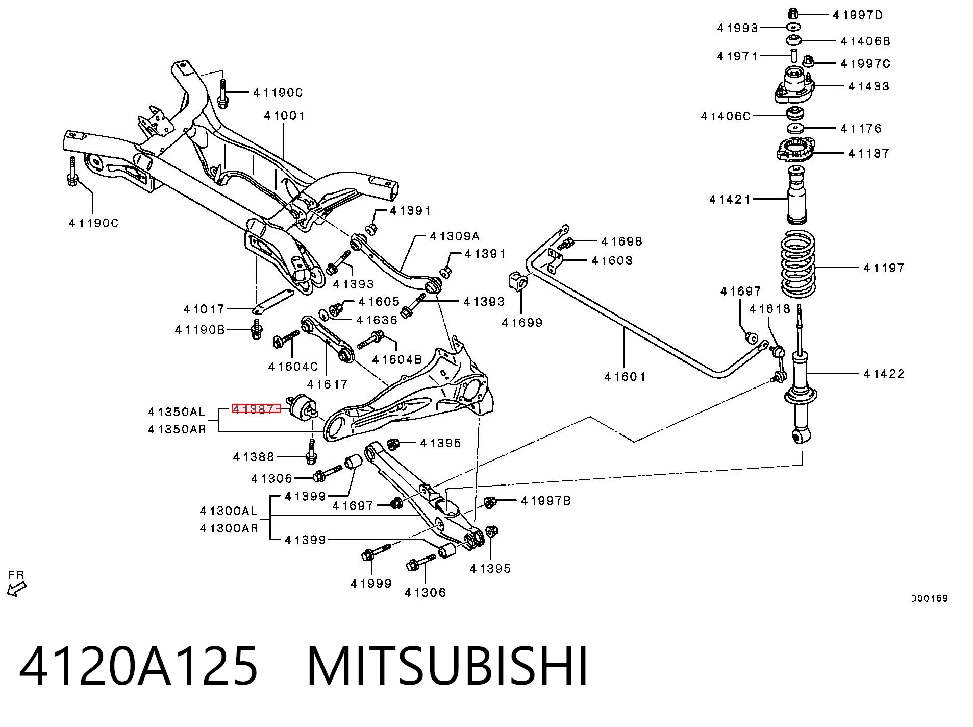 4120A125 Mitsubishi Silentblock tylnego wahacza podłużnego przedni