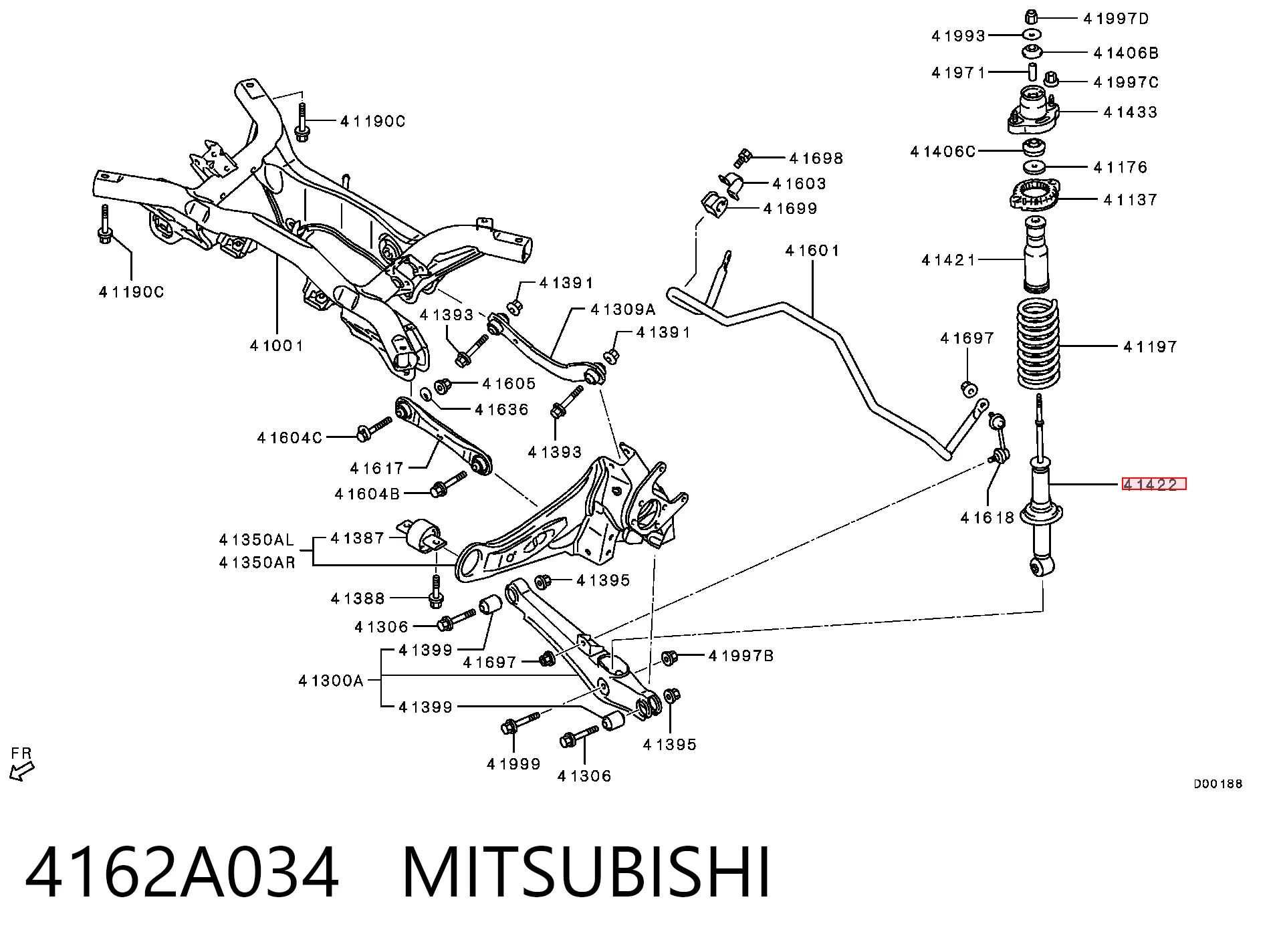 4162A034 Mitsubishi Amortyzator tylny