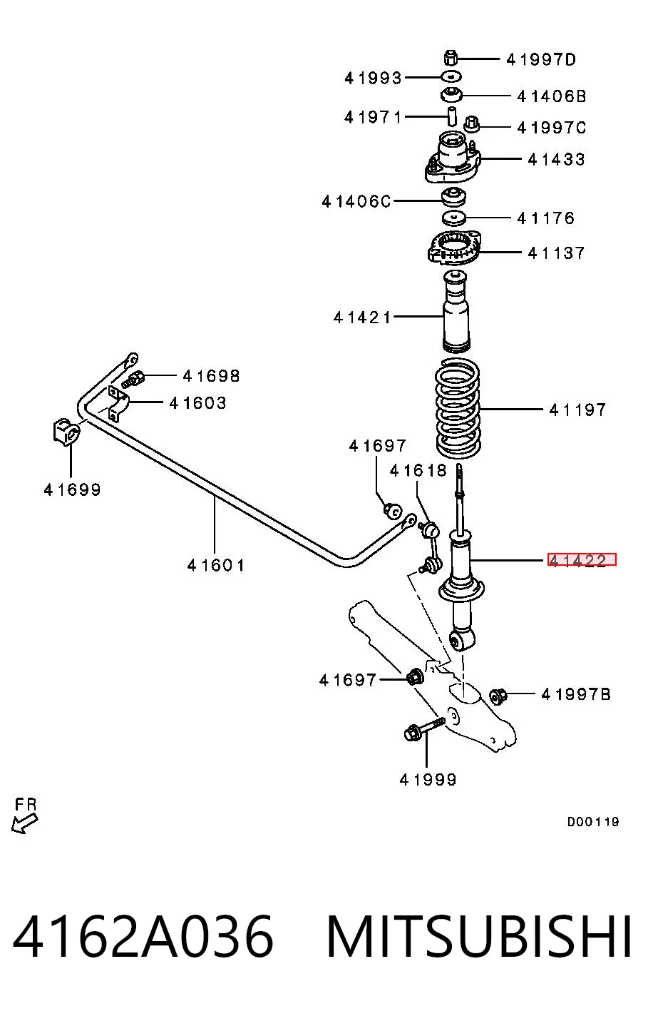 4162A036 Mitsubishi Amortyzator tylny