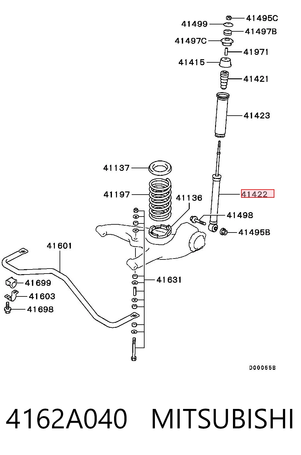 4162A040 Mitsubishi Amortyzator tylny
