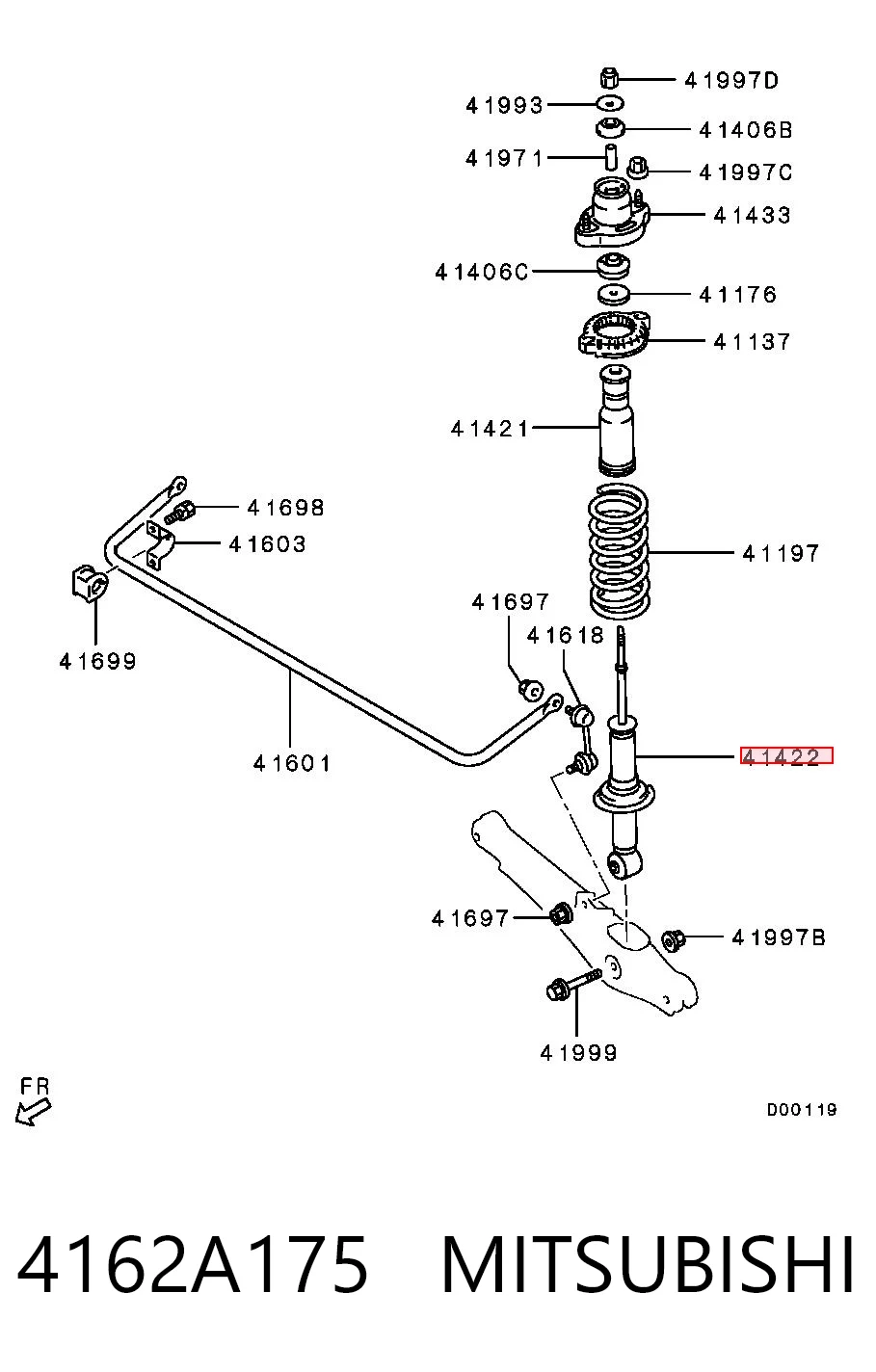 4162A175 Mitsubishi Amortyzator tylny