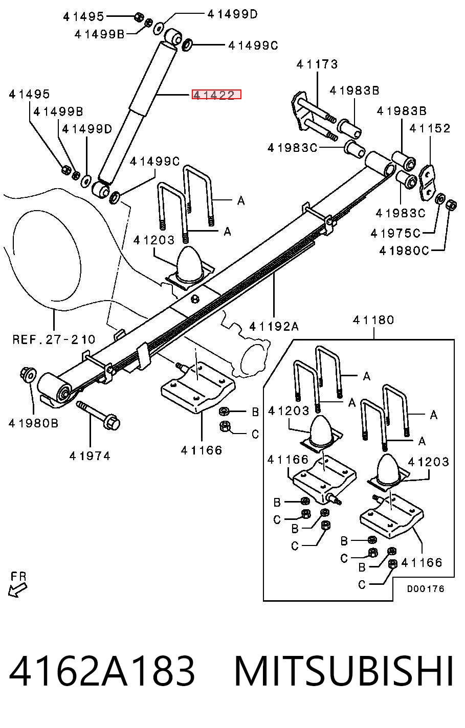 4162A183 Mitsubishi Amortyzator tylny