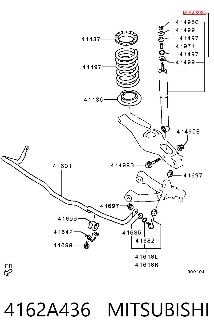 4162A436 Mitsubishi Amortyzator tylny