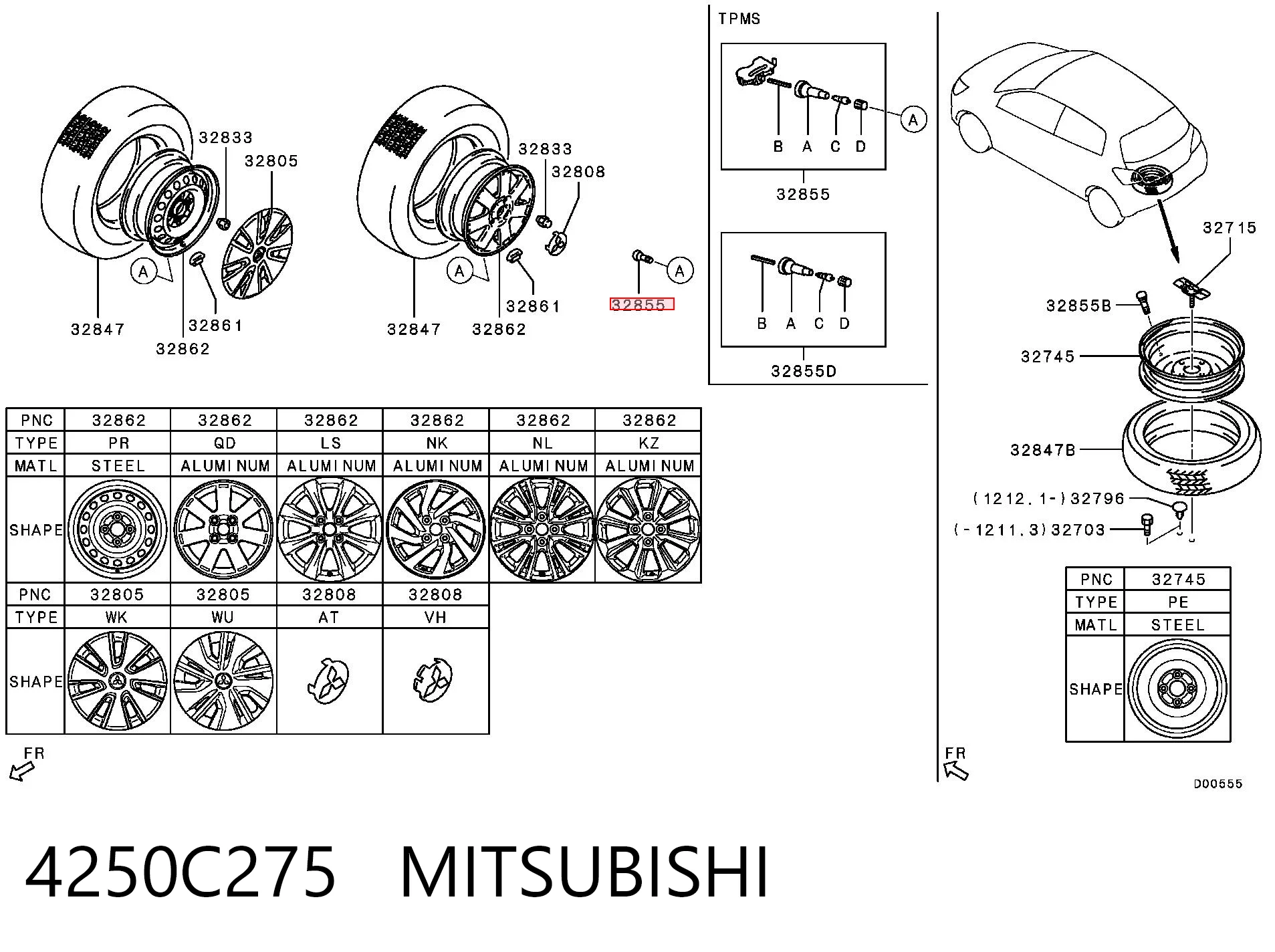 4250C275 Mitsubishi Czujnik ciśnienia w oponach