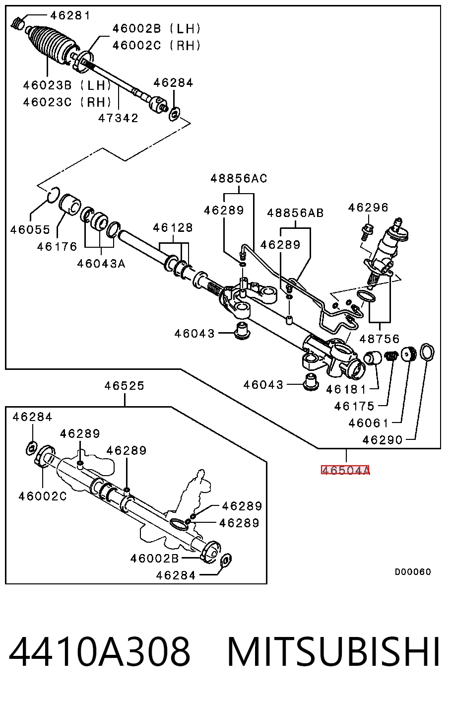 4410A308 Mitsubishi Listwa kierownicza (maglownica)