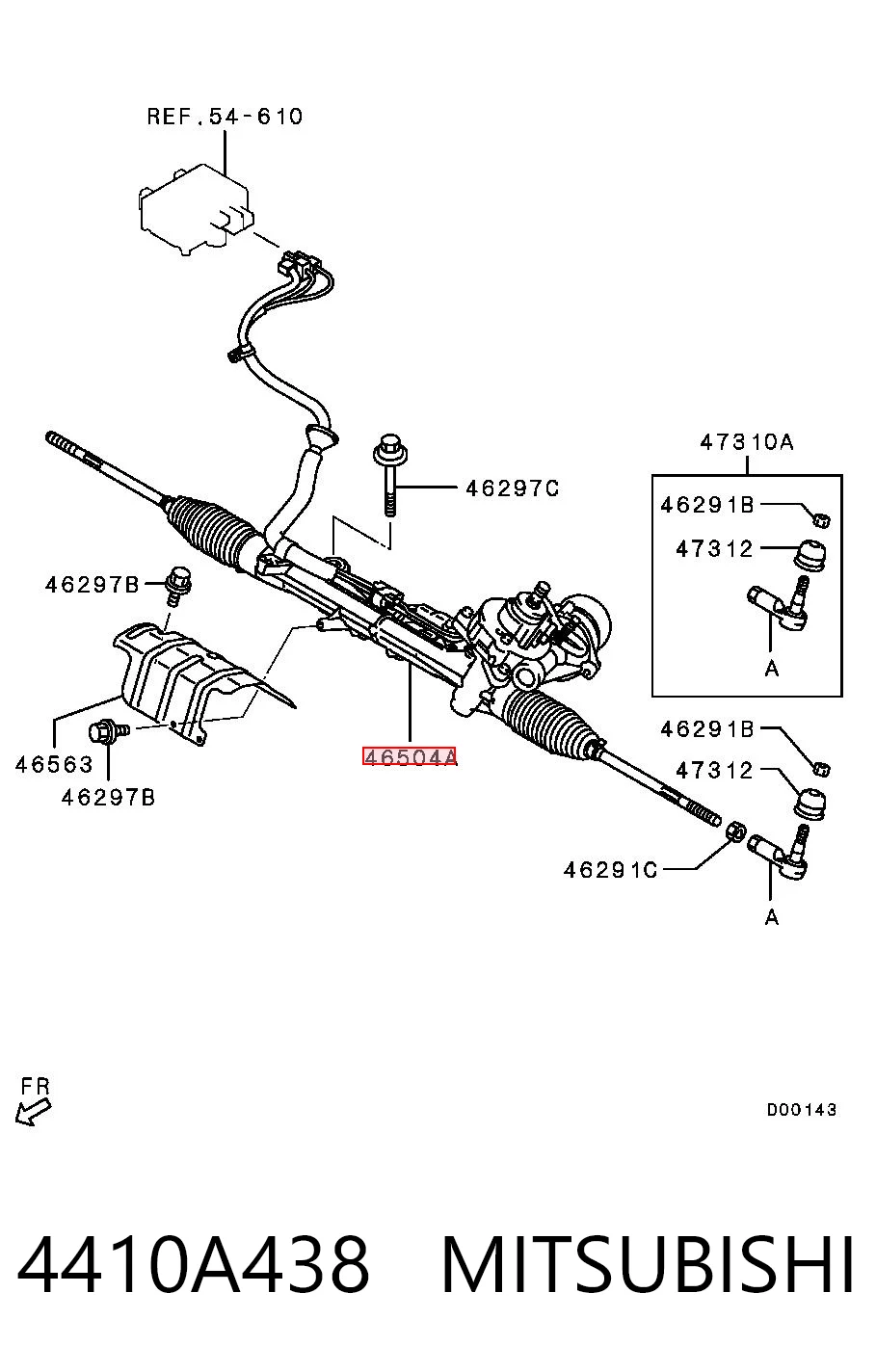 4410A438 Mitsubishi Listwa kierownicza (maglownica)