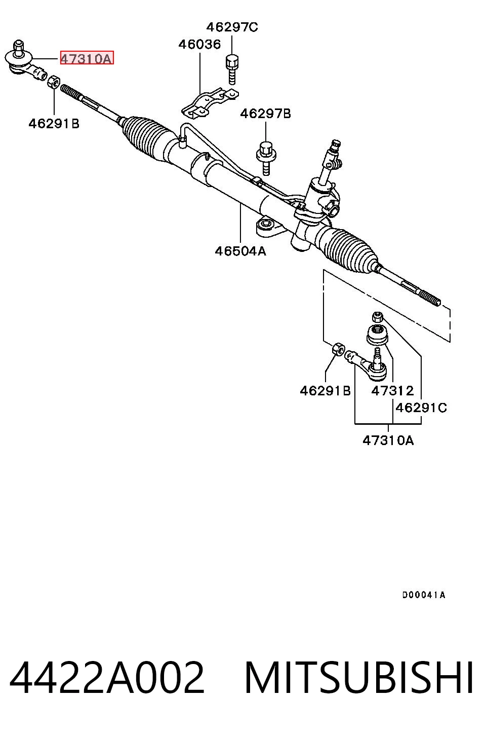 4422A002 Mitsubishi Końcówka drążka kierowniczego zewnętrzna