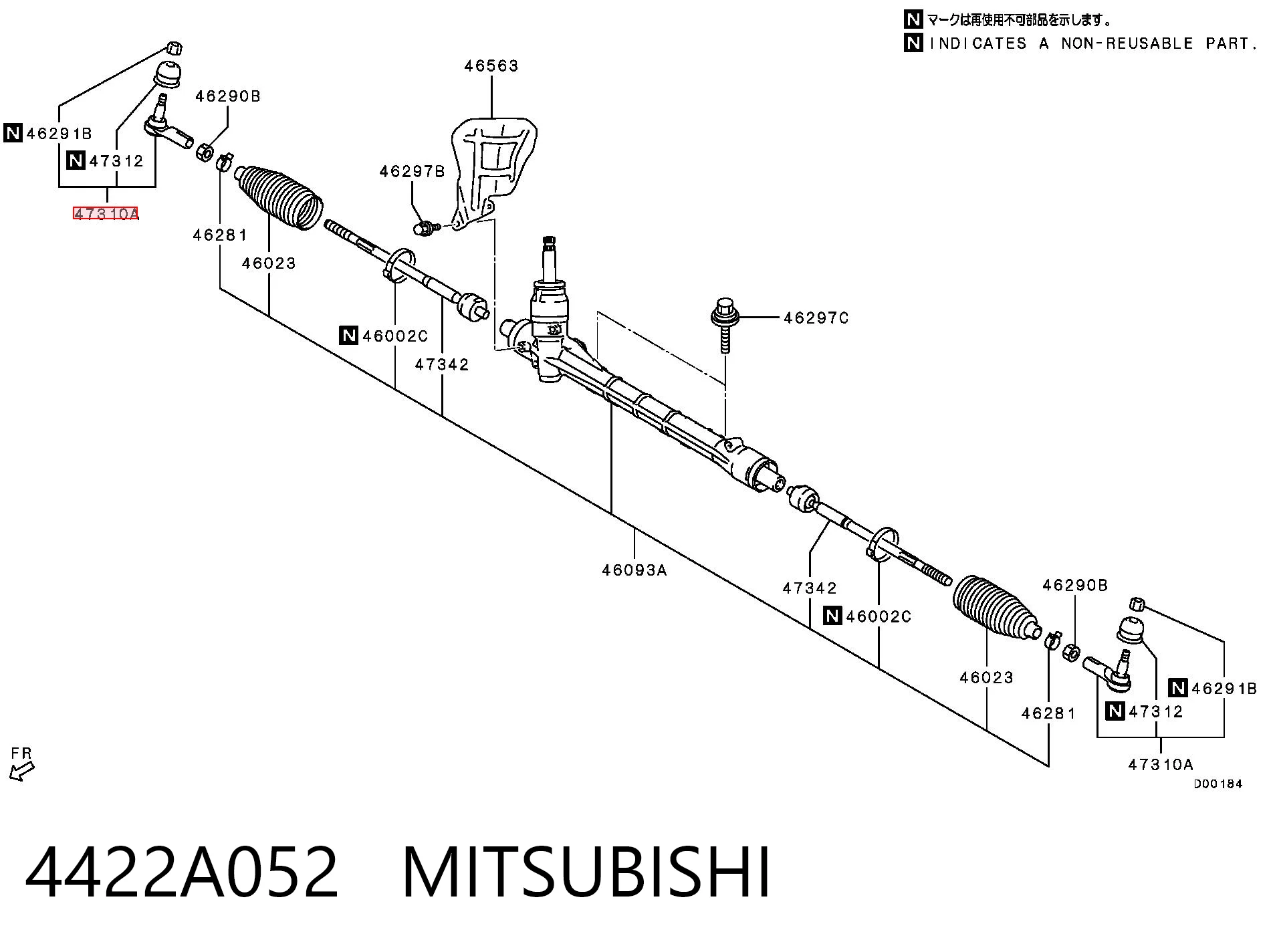 4422A052 Mitsubishi Końcówka drążka kierowniczego zewnętrzna