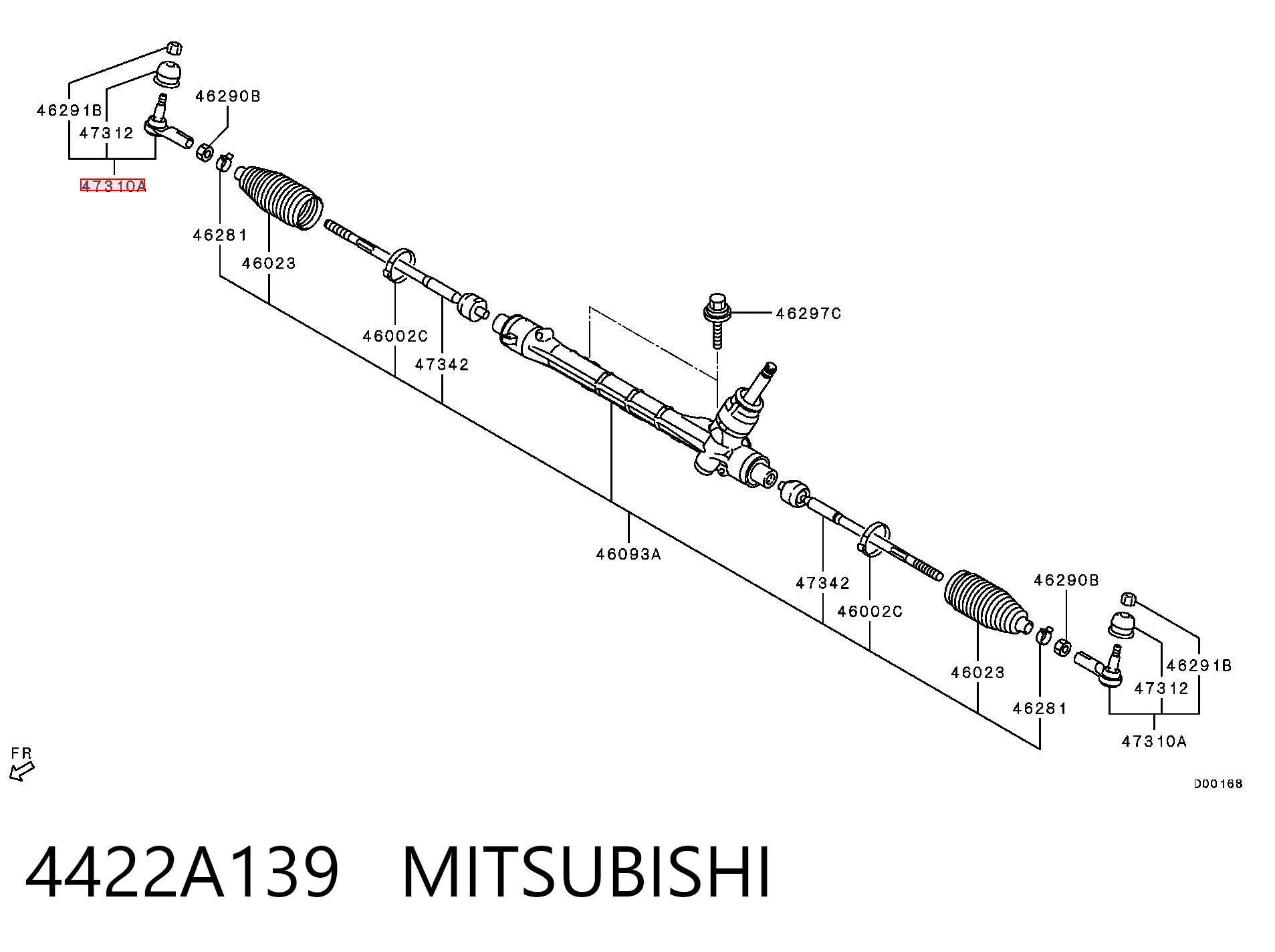 4422A139 Mitsubishi Końcówka drążka kierowniczego zewnętrzna