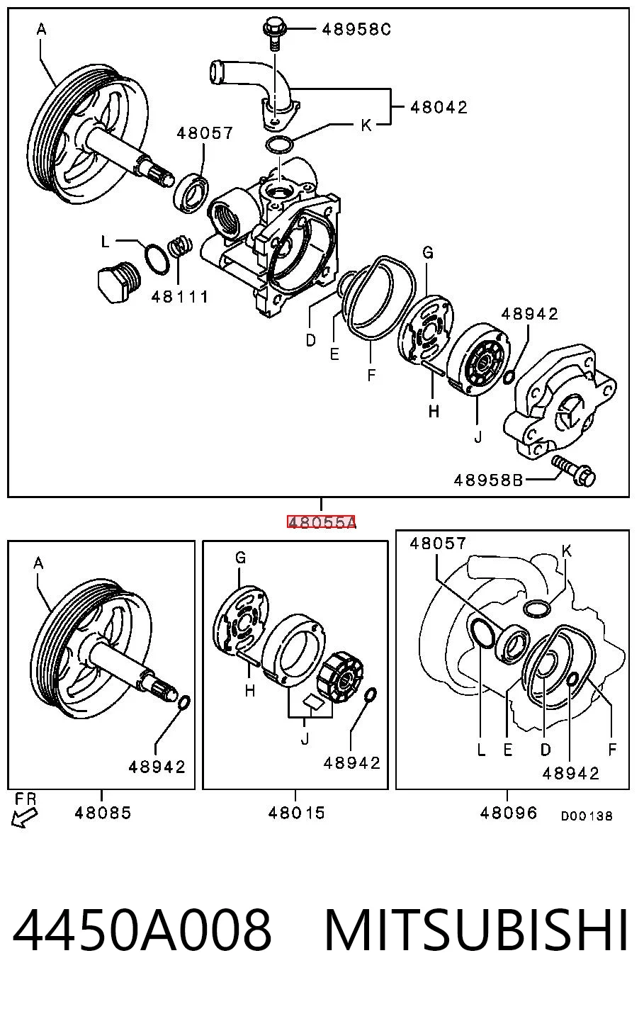 4450A008 Mitsubishi Pompa wspomagania hydraulicznego kierownicy