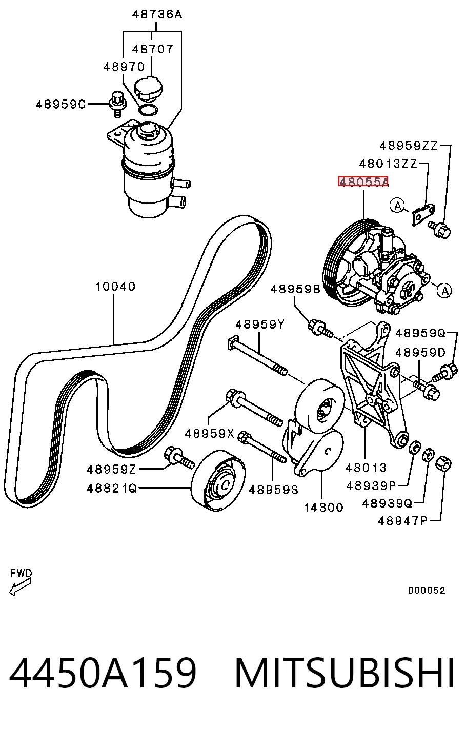 4450A159 Mitsubishi Pompa wspomagania hydraulicznego kierownicy