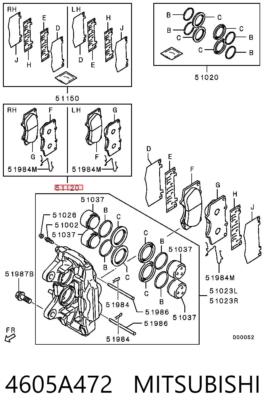 4605A472 Mitsubishi Klocki hamulcowe przednie tarczowe