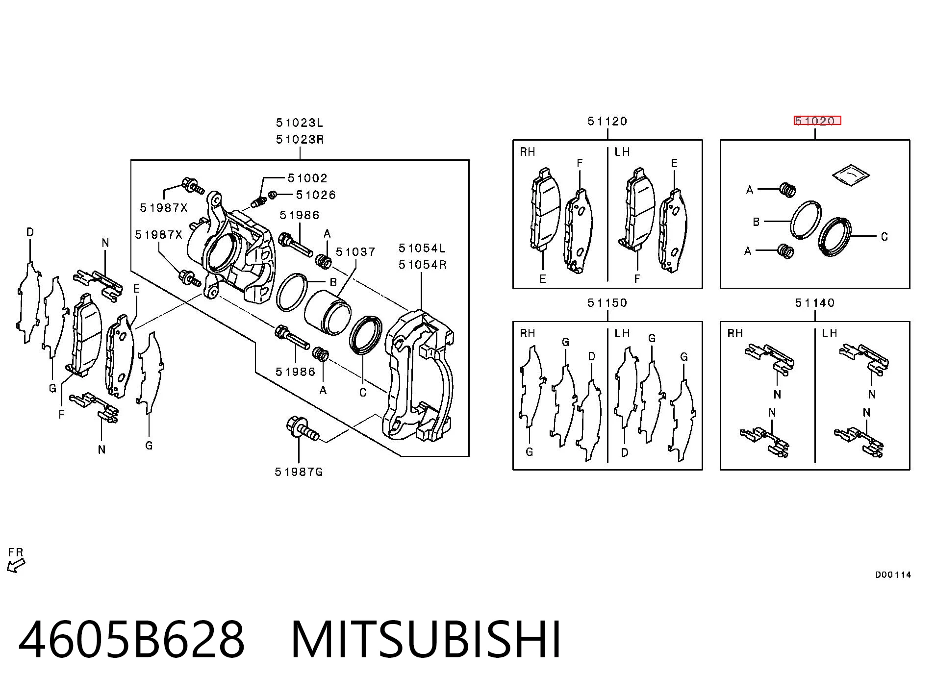 Zestaw naprawczy zacisku hamulcowego przedniego Mitsubishi Pajero SPORT II