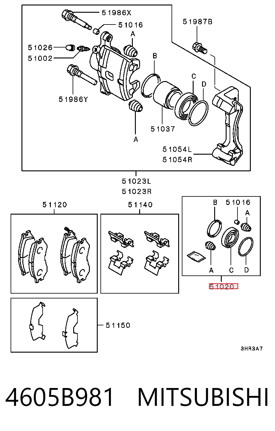 Zestaw naprawczy zacisku hamulcowego przedniego do Mitsubishi Eclipse I D22A, D27A
