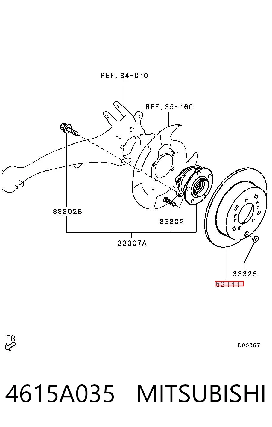 4615A035 Mitsubishi Tarcza hamulcowa tylna