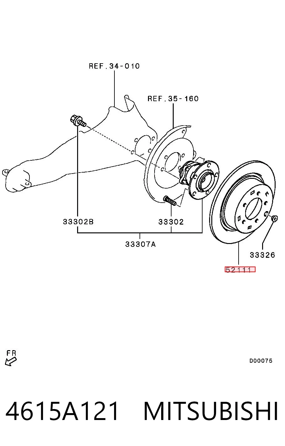 4615A121 Mitsubishi Tarcza hamulcowa tylna