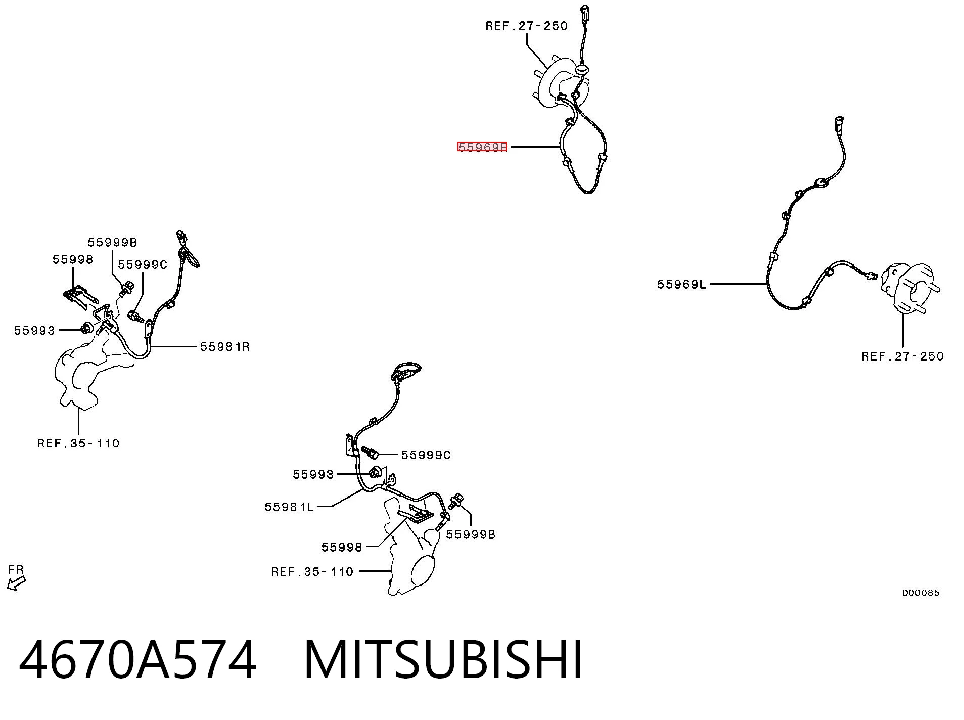 4670A574 Mitsubishi Czujnik ABS tylny prawy
