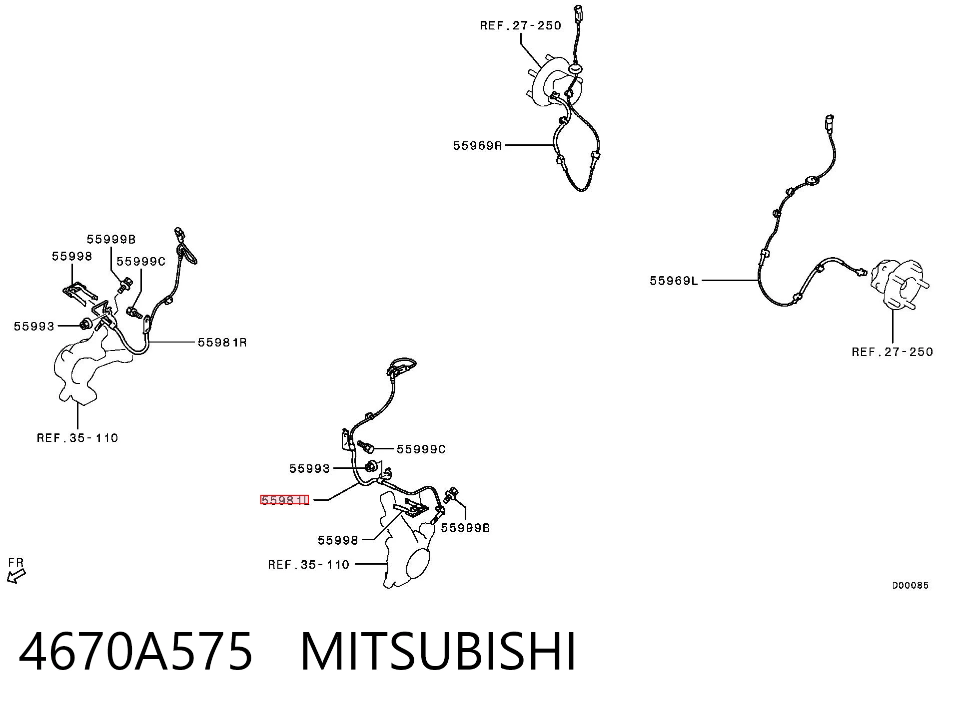 4670A575 Mitsubishi Czujnik ABS przedni lewy