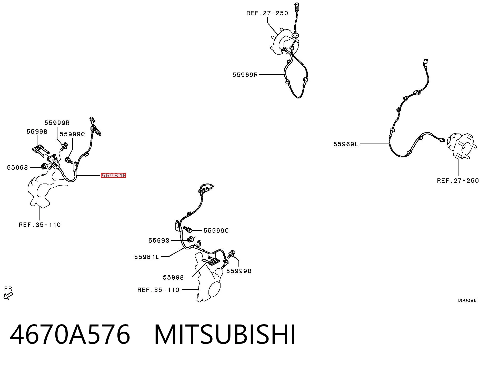 4670A576 Mitsubishi Czujnik ABS przedni prawy