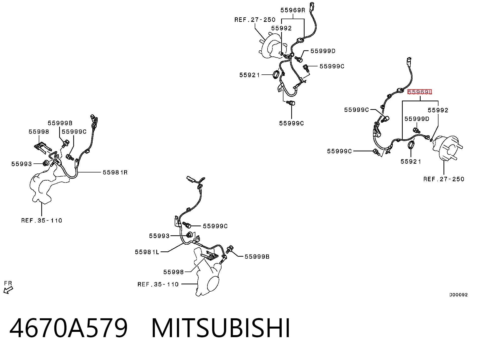4670A579 Mitsubishi Czujnik ABS tylny lewy