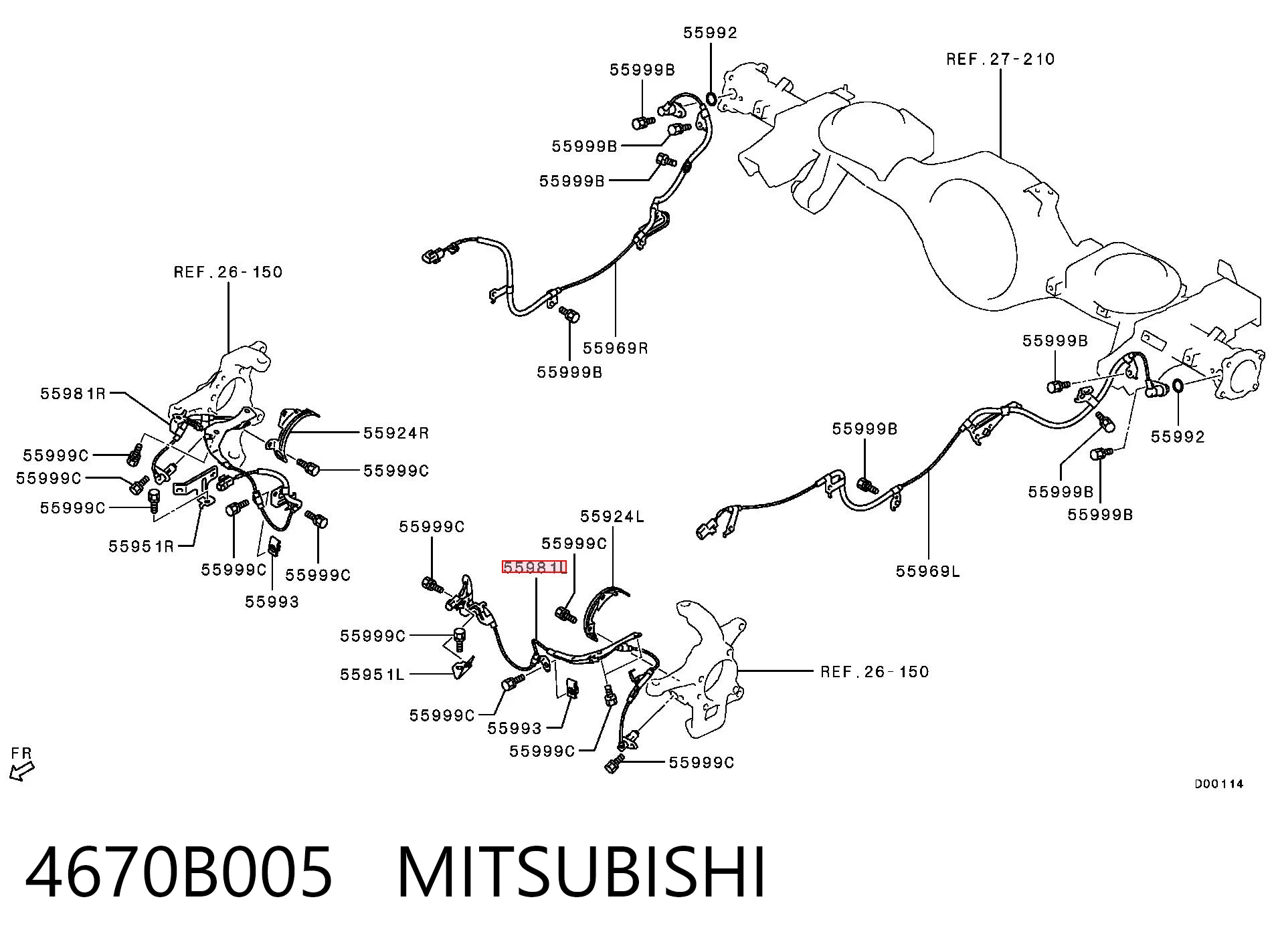4670B005 Mitsubishi Czujnik ABS przedni lewy