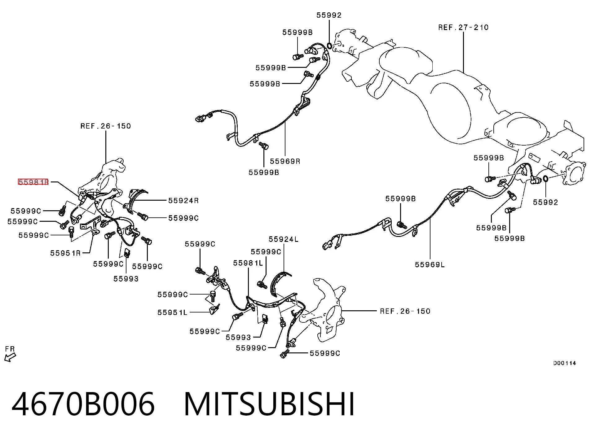 4670B006 Mitsubishi Czujnik ABS przedni prawy