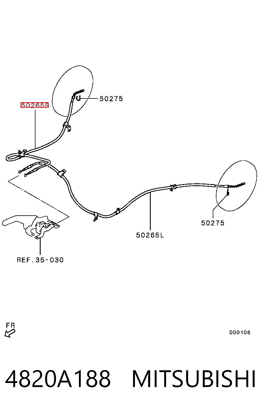 4820A188 Mitsubishi Linka hamulca ręcznego tylna prawa