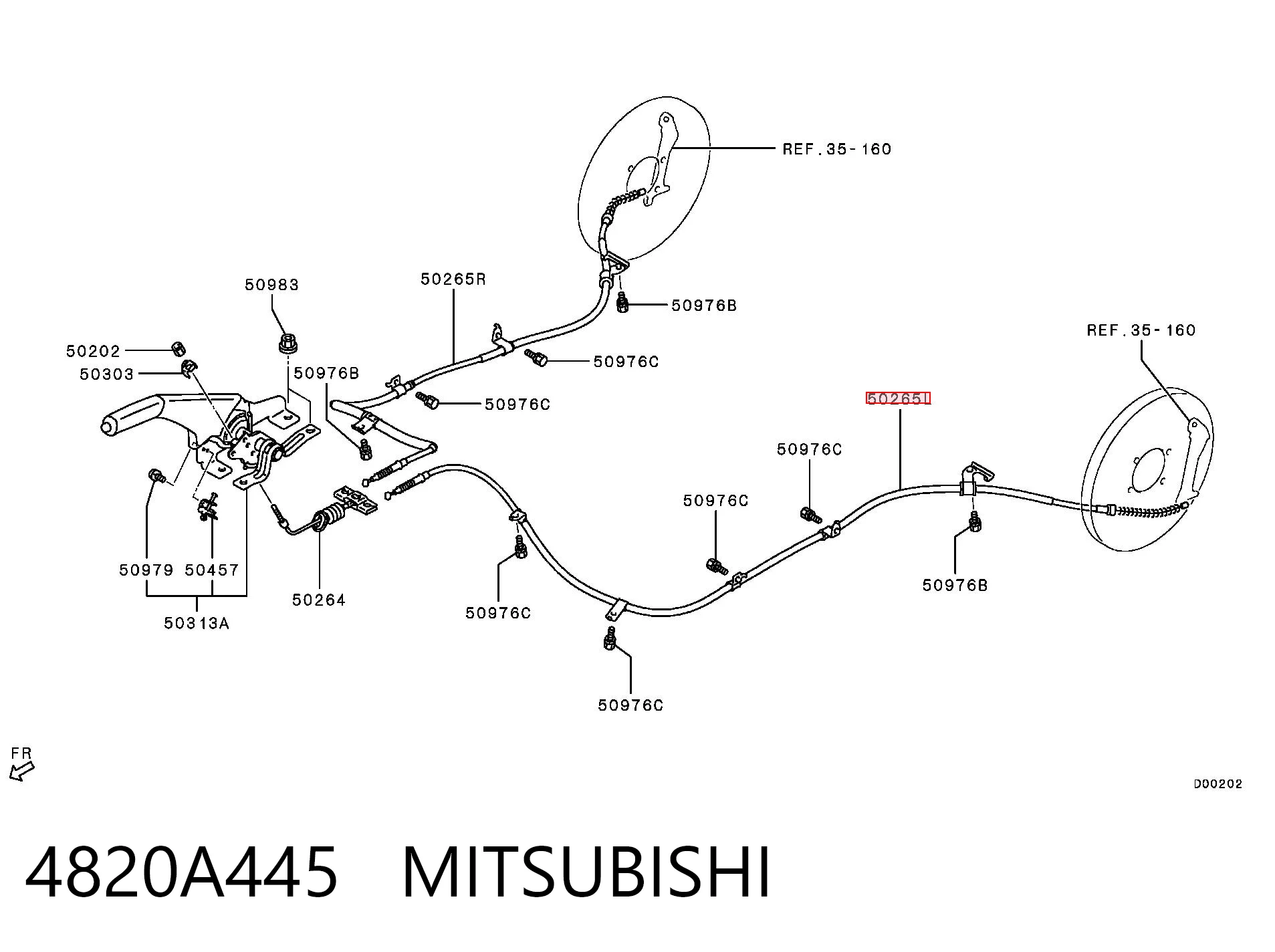 4820A445 Mitsubishi Linka hamulca ręcznego tylna lewa