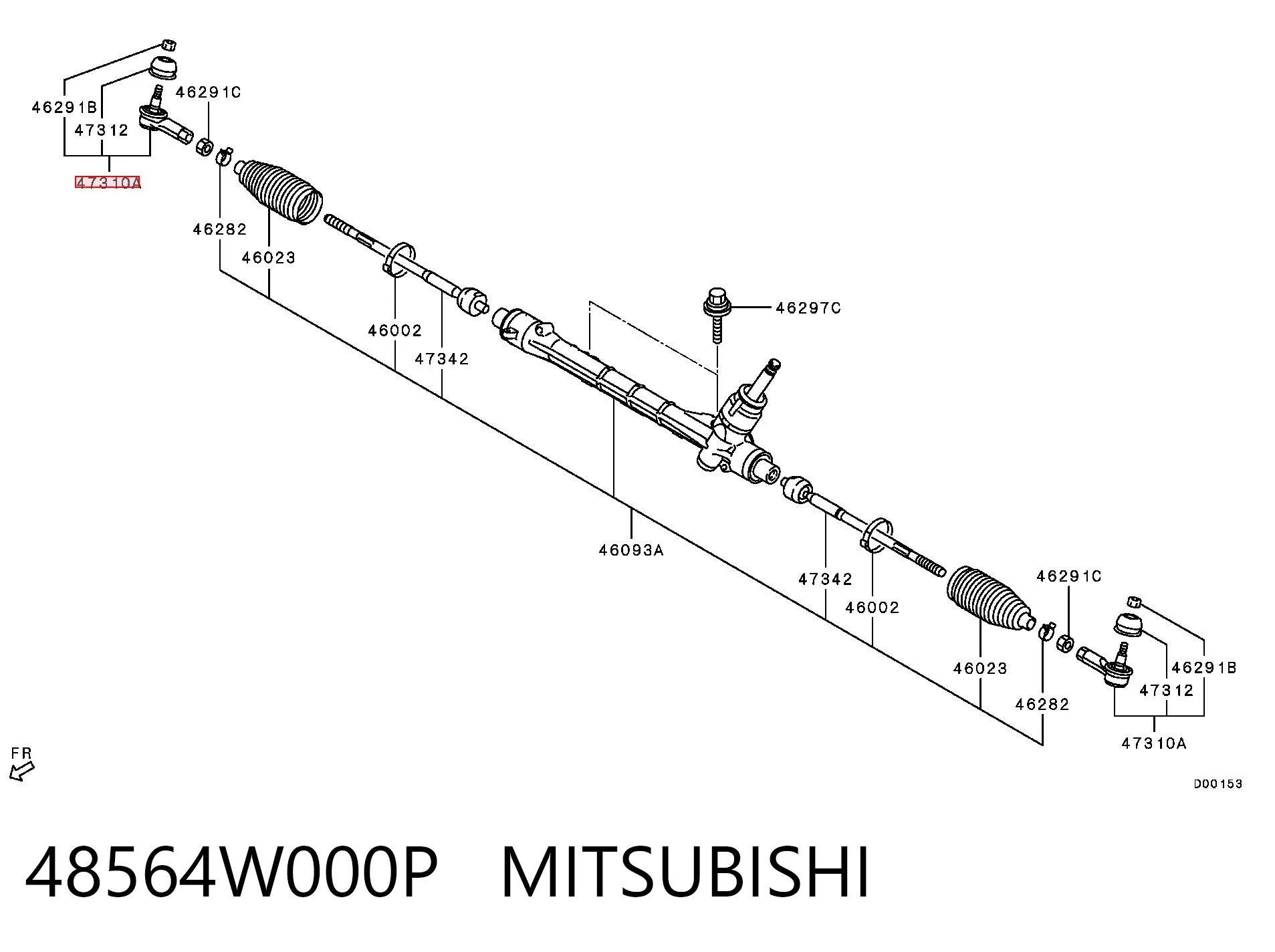 48564W000P Mitsubishi Końcówka drążka kierowniczego zewnętrzna
