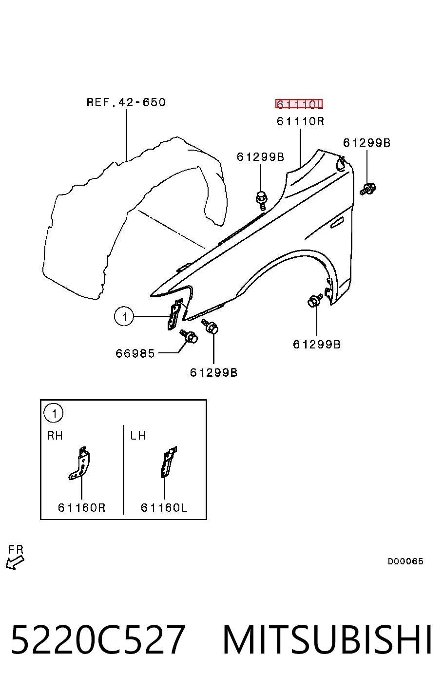 Błotnik przedni lewy do Mitsubishi Lancer X CY_A, CZ_A