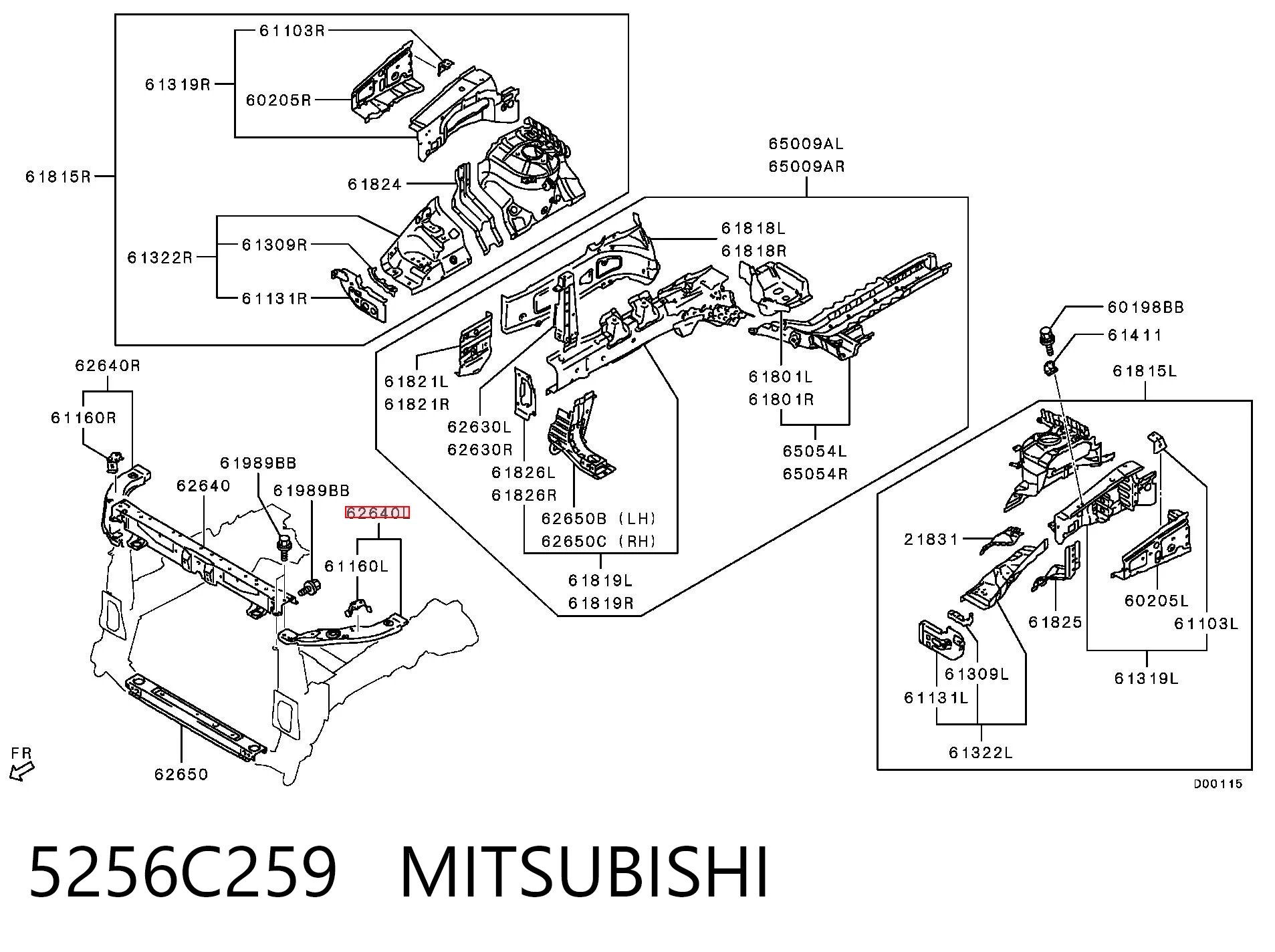5256C259 Mitsubishi Osłona chłodnicy lewa (panel mocowania reflektorów)
