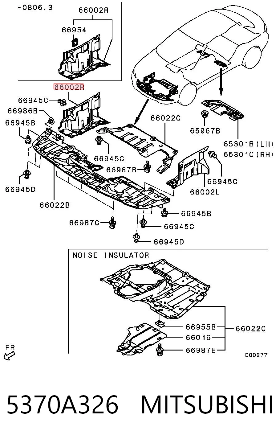 5370A326 Mitsubishi Osłona podwozia tylna prawa