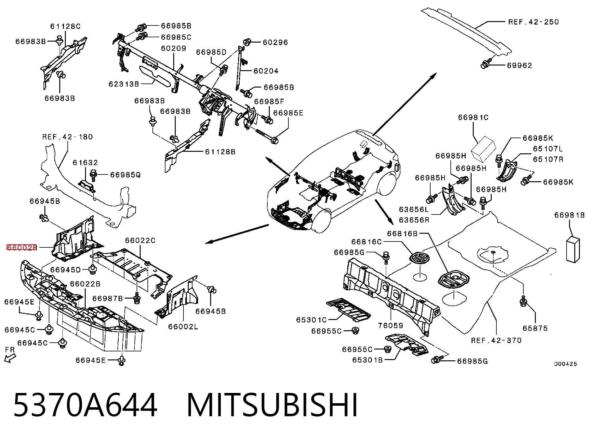 5370A644 Mitsubishi Osłona podwozia tylna prawa