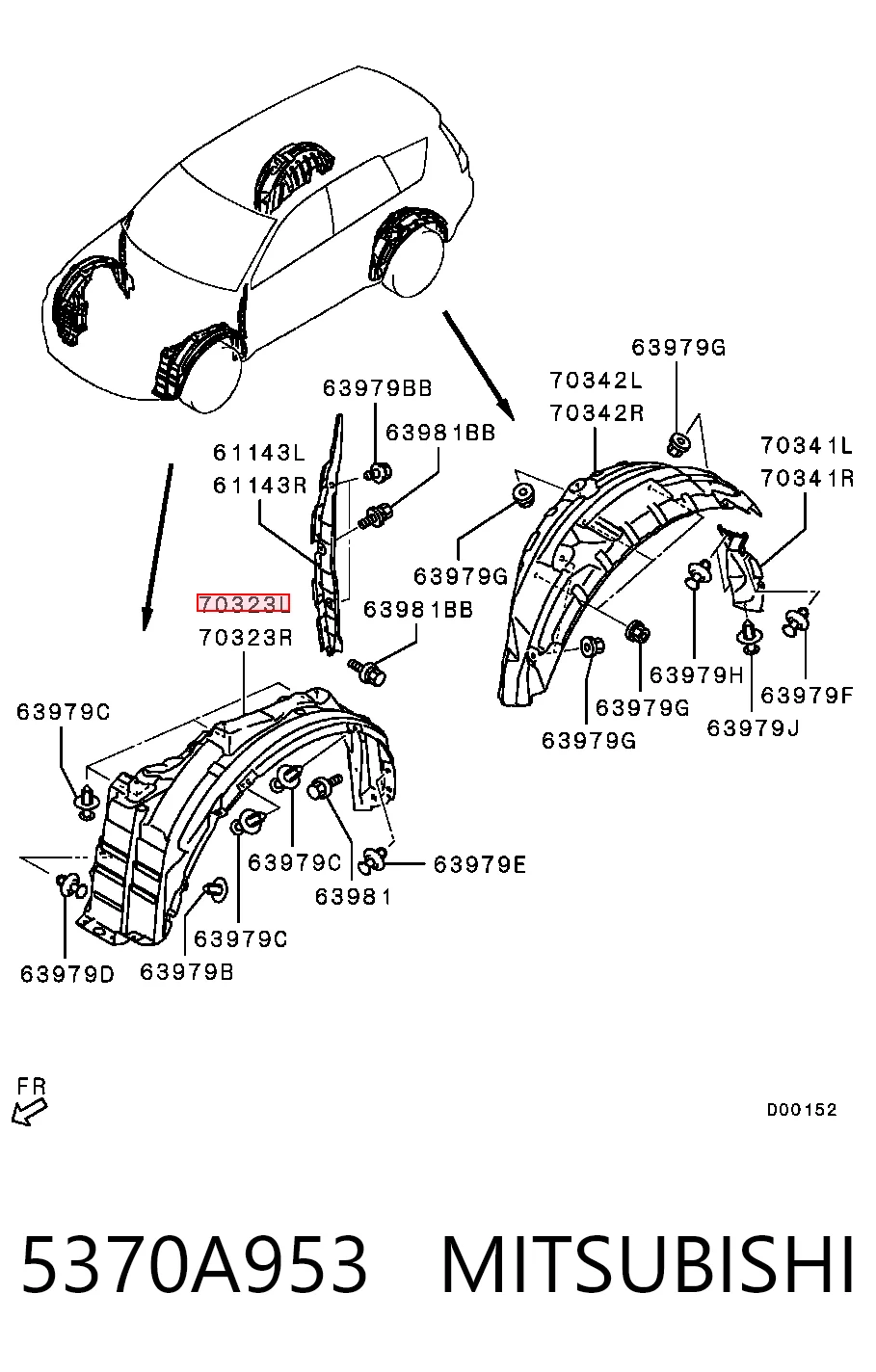 5370A953 Mitsubishi Nadkole błotnika przedniego lewe