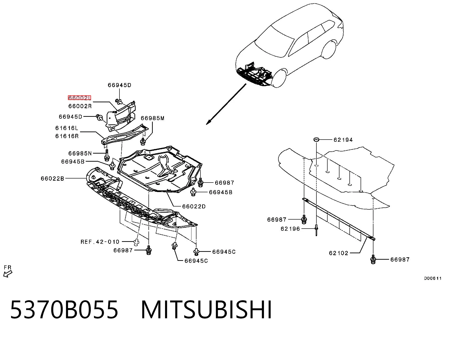 5370B055 Mitsubishi Osłona silnika lewa