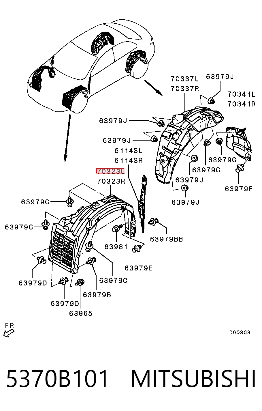 5370B101 Mitsubishi Nadkole błotnika przedniego lewe