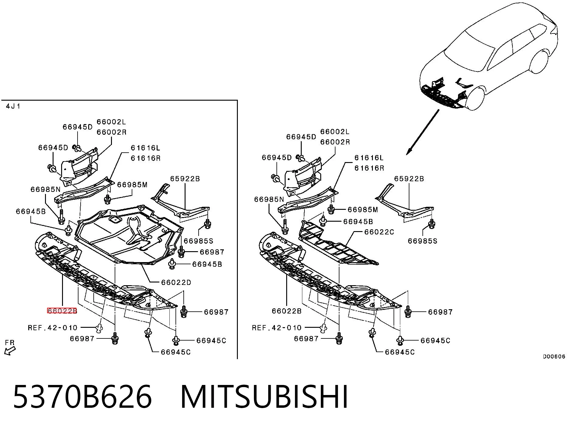 5370B626 Mitsubishi Osłona zderzaka przedniego