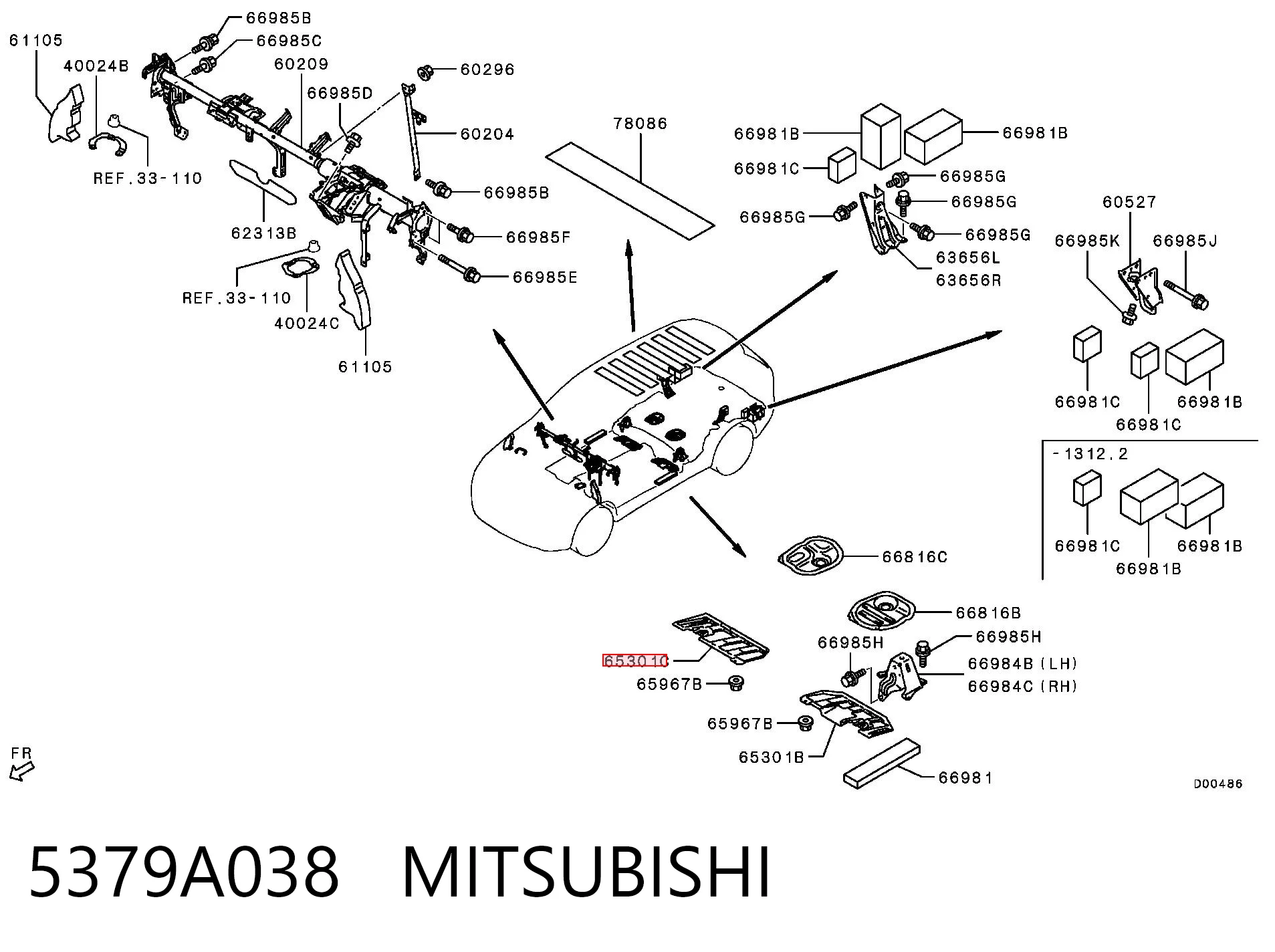 5379A038 Mitsubishi Osłona podwozia tylna prawa