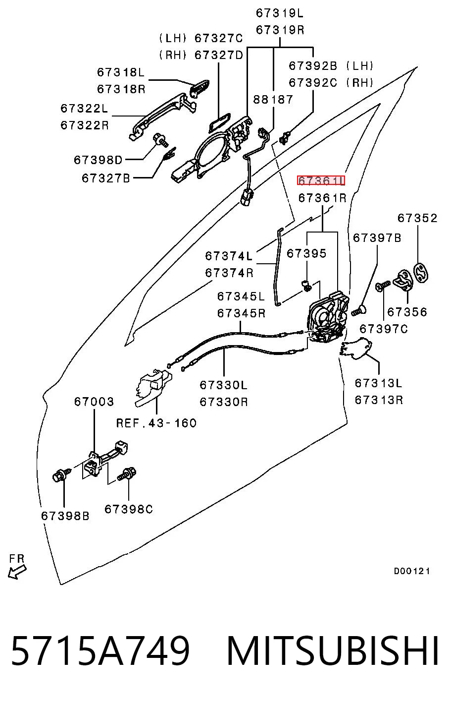 5715A749 Mitsubishi Zamek drzwi przednich lewych