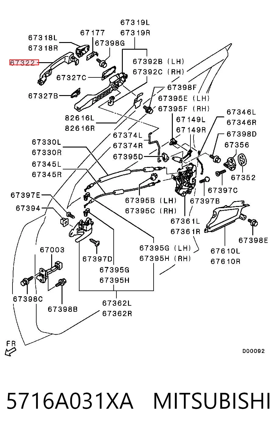 5716A031XA Mitsubishi Klamka drzwi przednich zewnętrzna