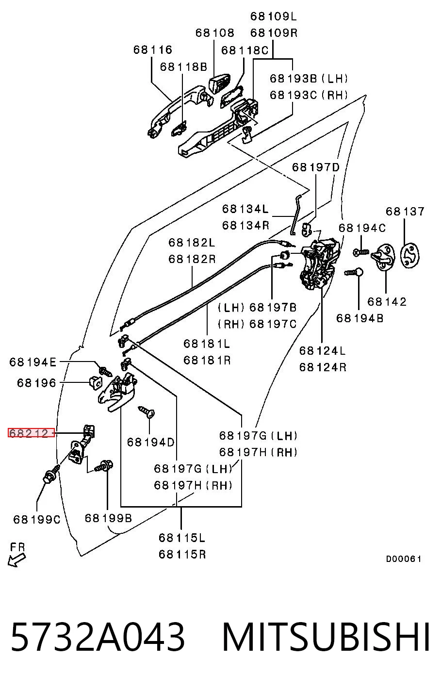 5732A043 Mitsubishi Ogranicznik drzwi tylny