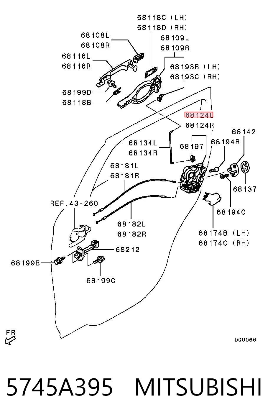 5745A395 Mitsubishi Zamek drzwi tylnych lewych