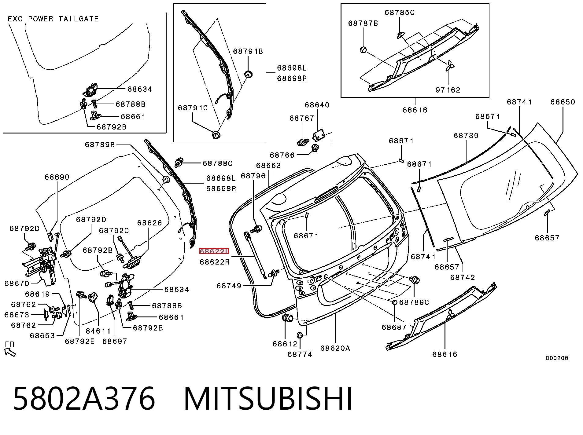 5802A376 Mitsubishi Amortyzator klapy bagażnika (3/5 drzwi-tylnych)