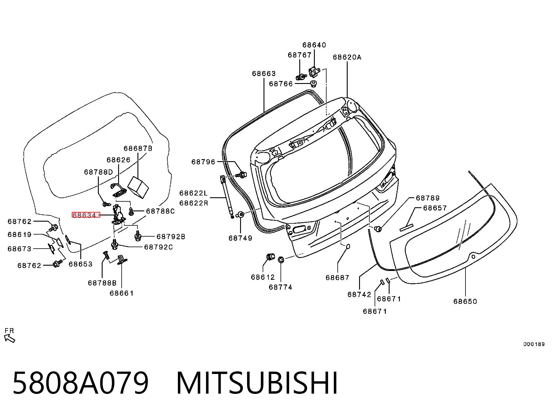 5808A079 Mitsubishi Zamek klapy bagażnika (3/5 drzwi tylnych)